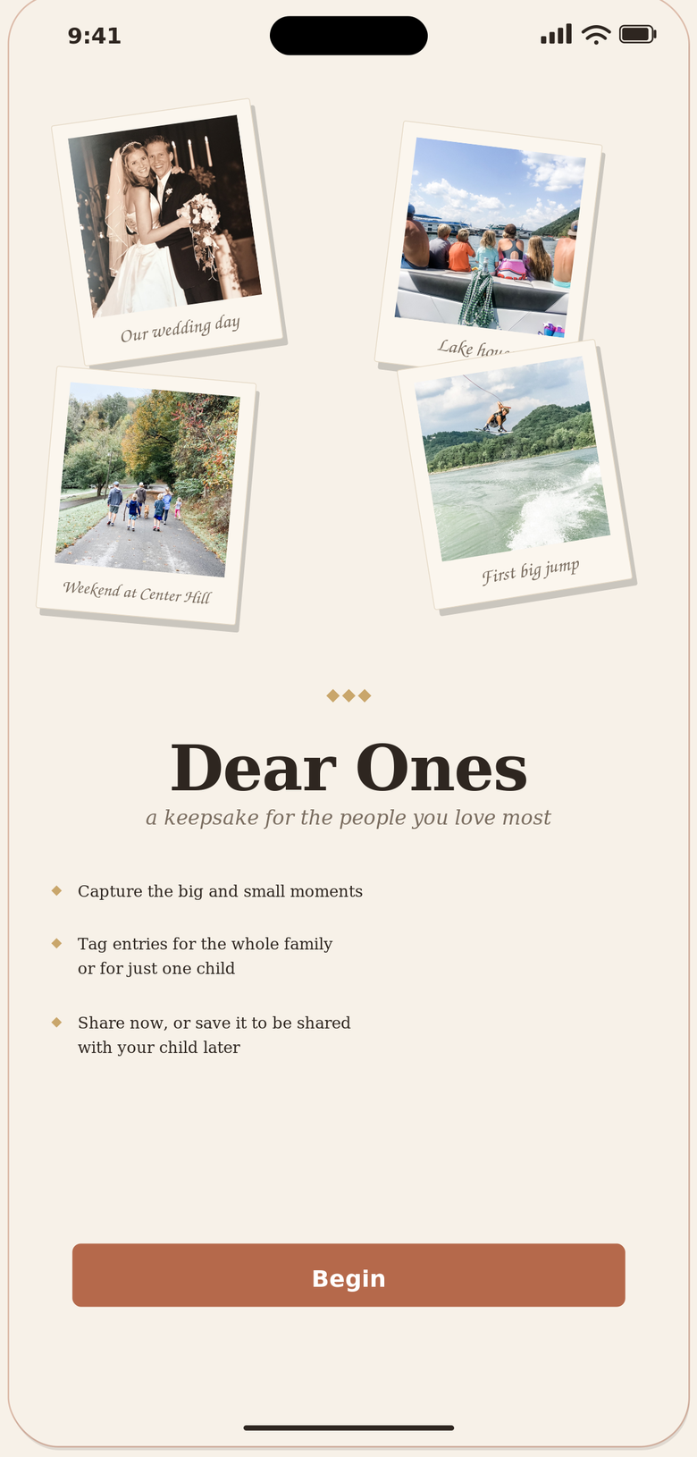 Dear Ones keepsake timeline